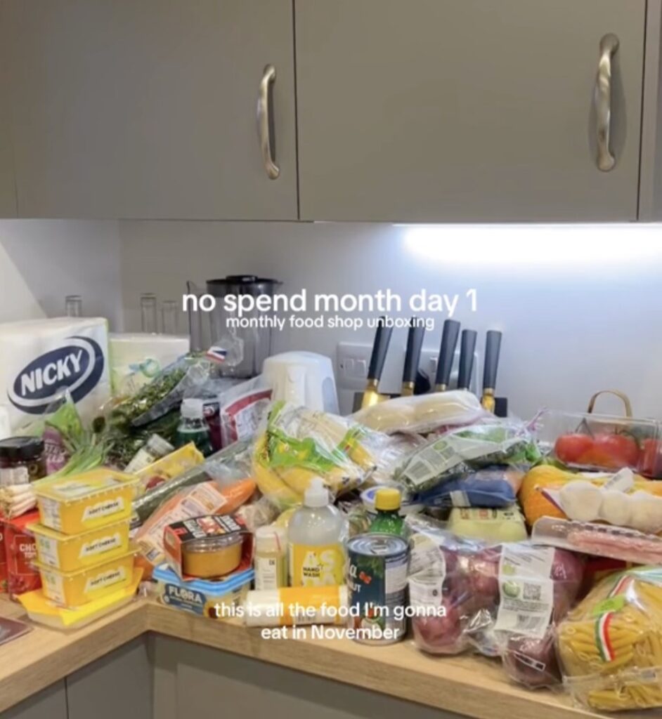 Video grab of Matilda showing how she successfully completes her no spend challenge.