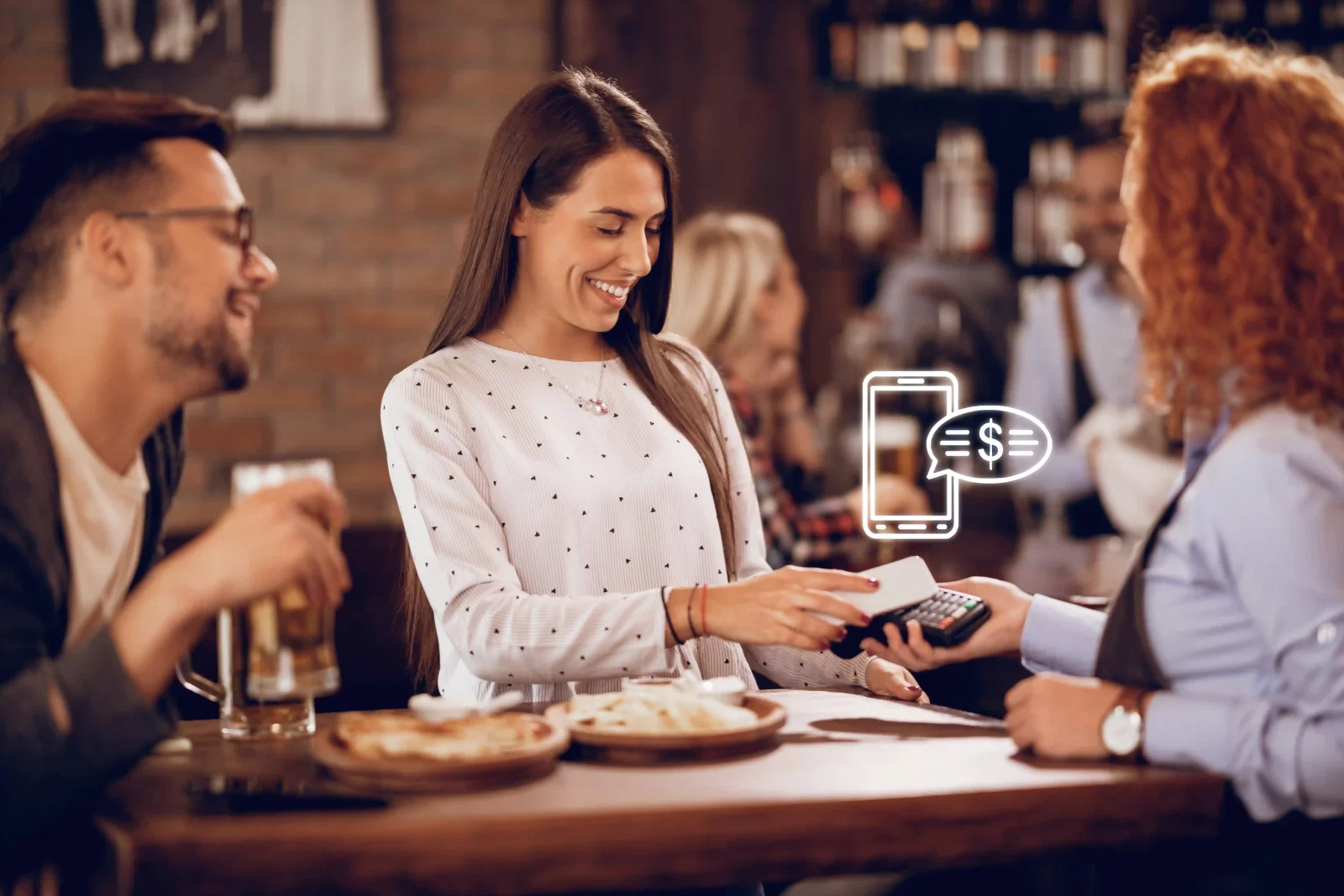 image showing waiter accepting payments digitally using card reader