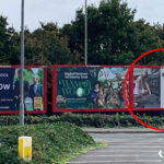 The billboard featuring a ‘sexualised woman' – next to school advert.